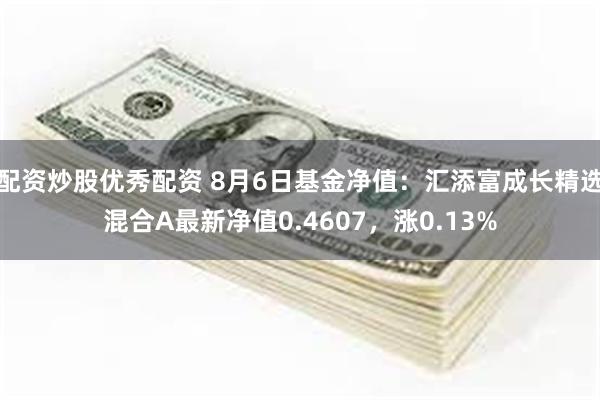 配资炒股优秀配资 8月6日基金净值：汇添富成长精选混合A最新净值0.4607，涨0.13%